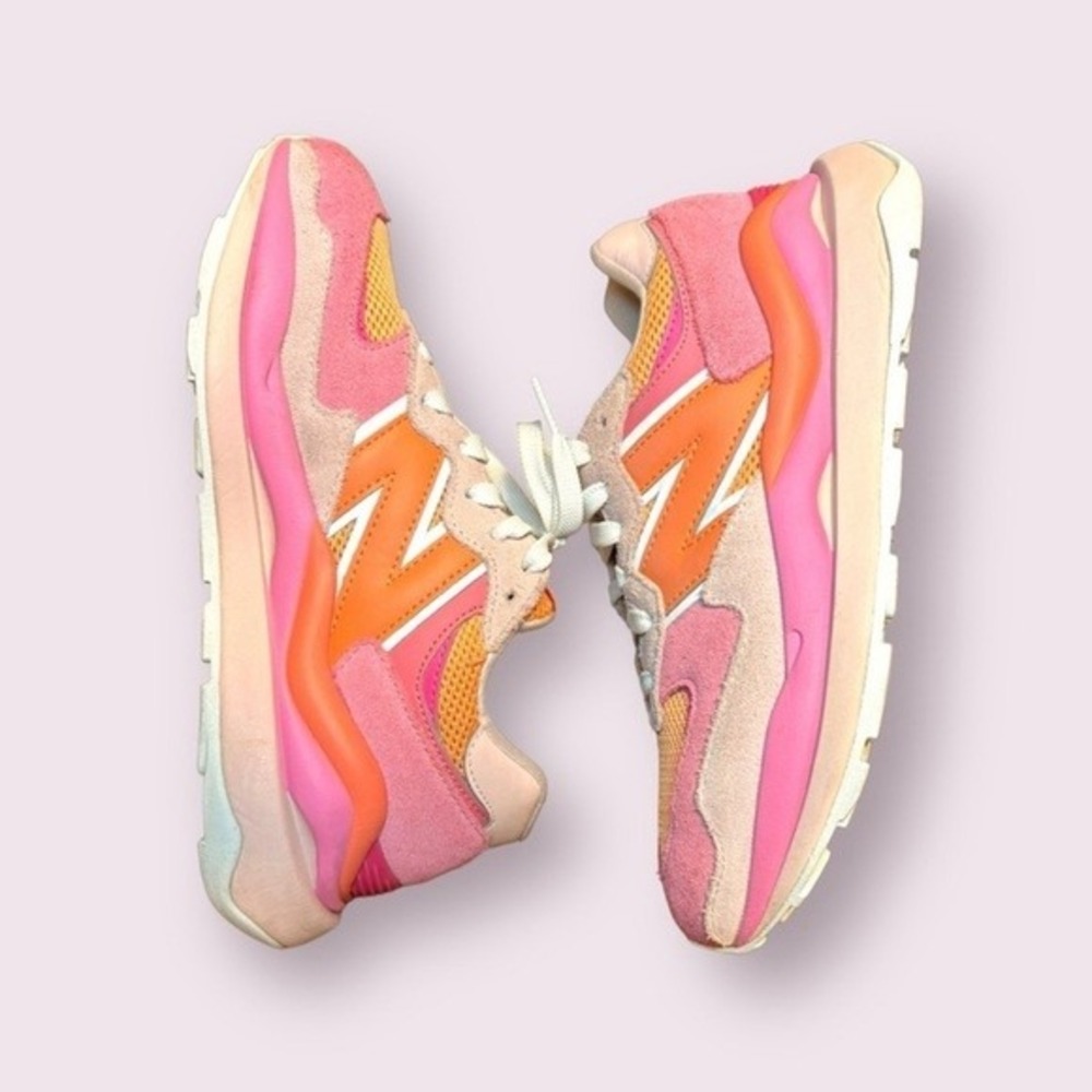 New Balance Pink Orange Mesh Suede Women's Sneakers
